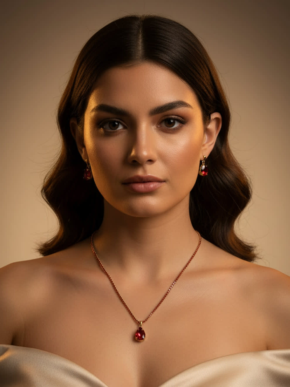 Shringarika Icelynn Gold-Plated Red Stone Necklace Set, shop online in India