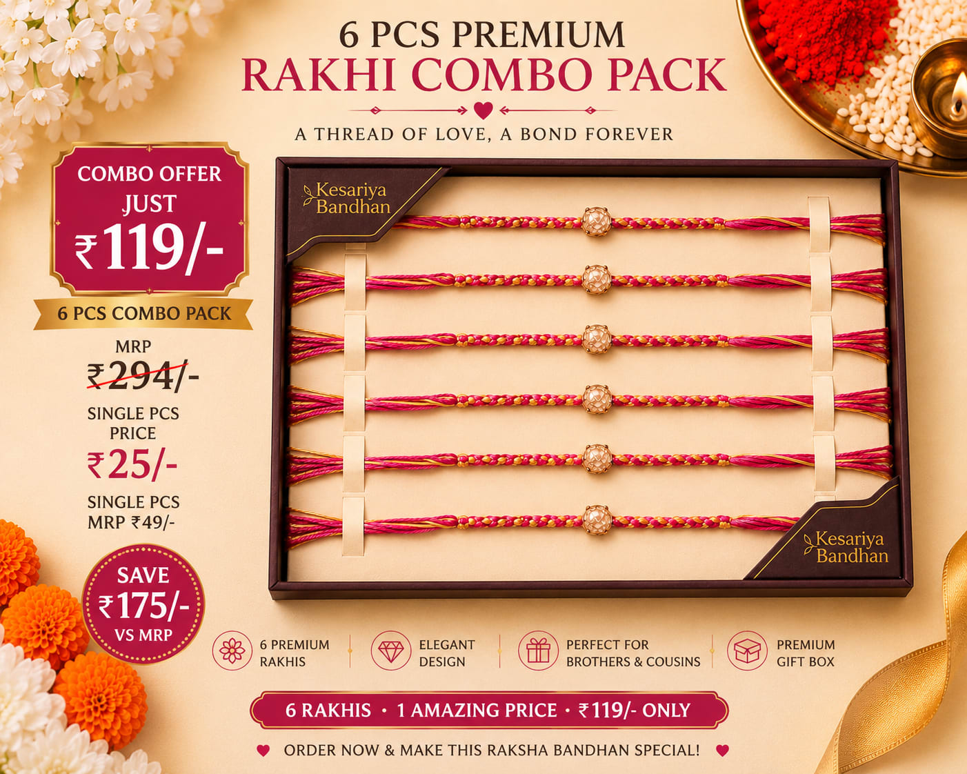 6 Premium Rakhis in One Beautiful Combo – Just ₹119, thumbnail 3