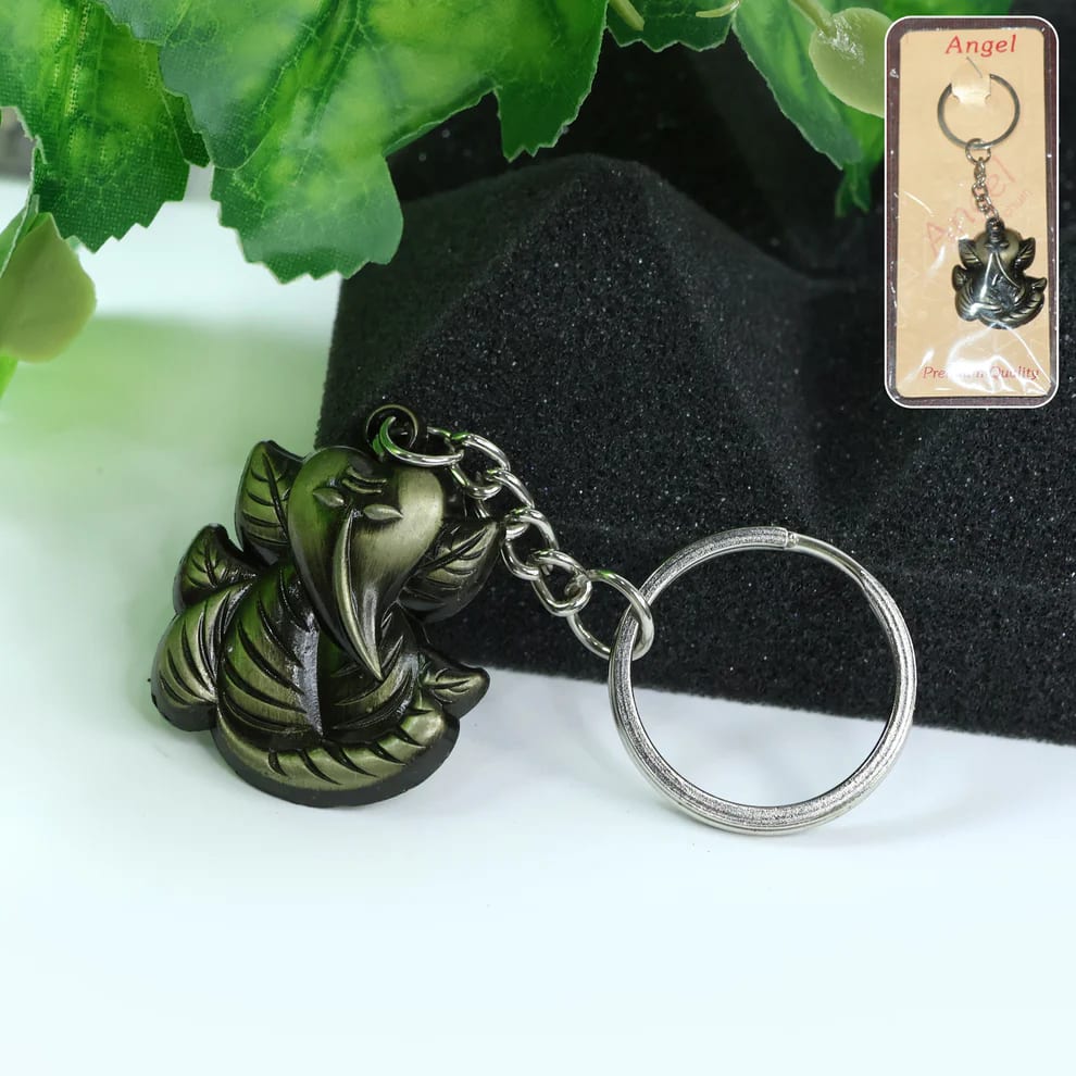 Lord Ganesha Metal Keychain | Ganpati Bappa Key Ring for Car, Bike, House & Office Keys | Antique Finish Religious Key Holder, thumbnail 4