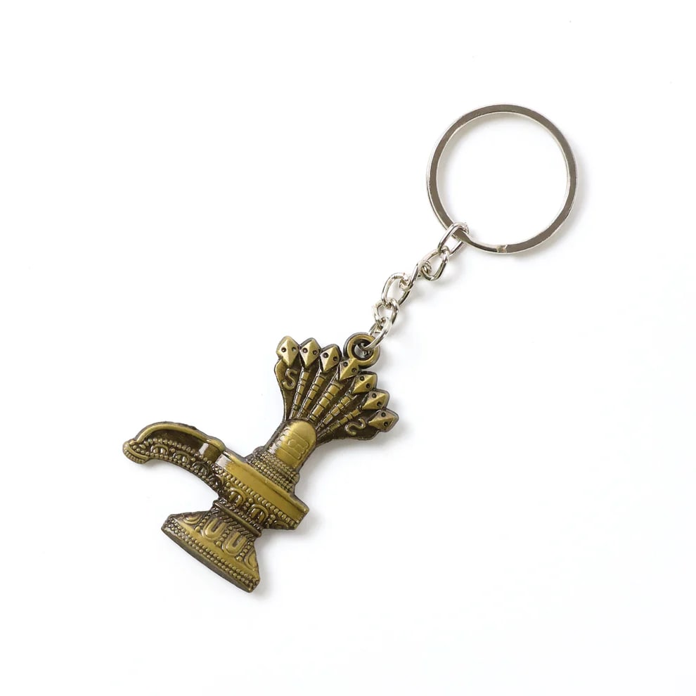 Shiv Ling Metal Keychain with Sheshnag | Mahadev Religious Key Ring for Car, Bike, House & Office Keys | Antique Brass Finish, thumbnail 2