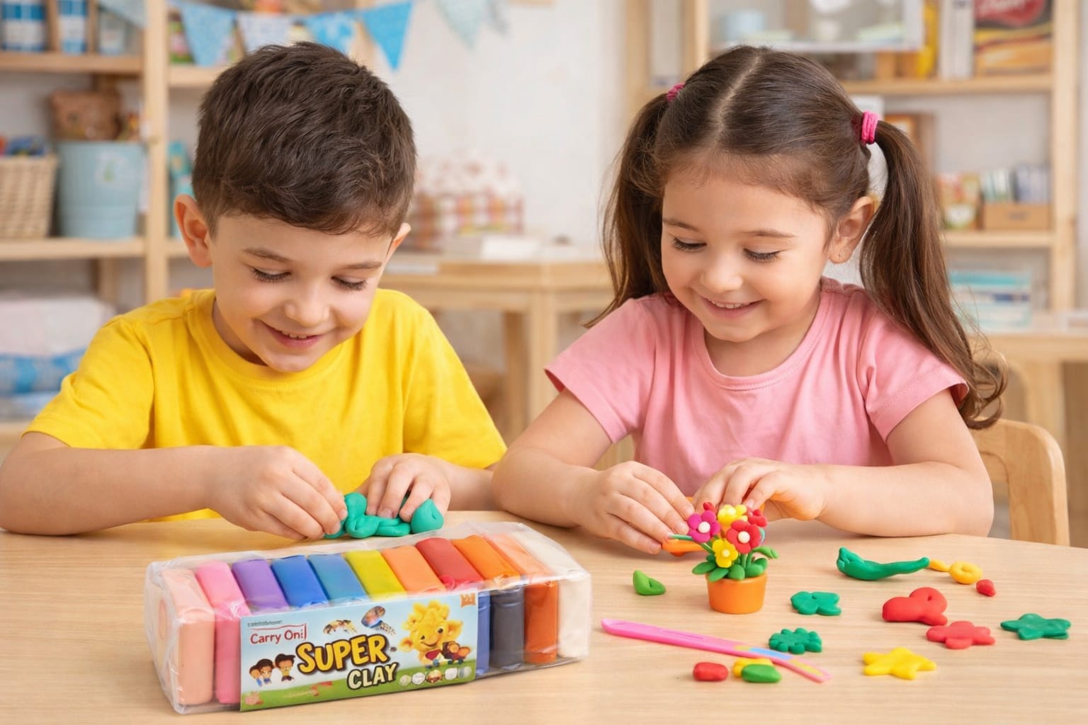 Air Dry Modeling Clay for Kids – 12 Multicolor Soft DIY Craft Clay Bars | Non-Toxic Educational Sculpting Clay | Pack of 12 Colors, thumbnail 2