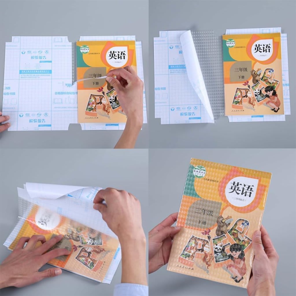 Transparent Self-Adhesive Waterproof Book Cover Sheets (Pack of 30) with Free Name Labels | Premium PVC Book Protection Film, thumbnail 4