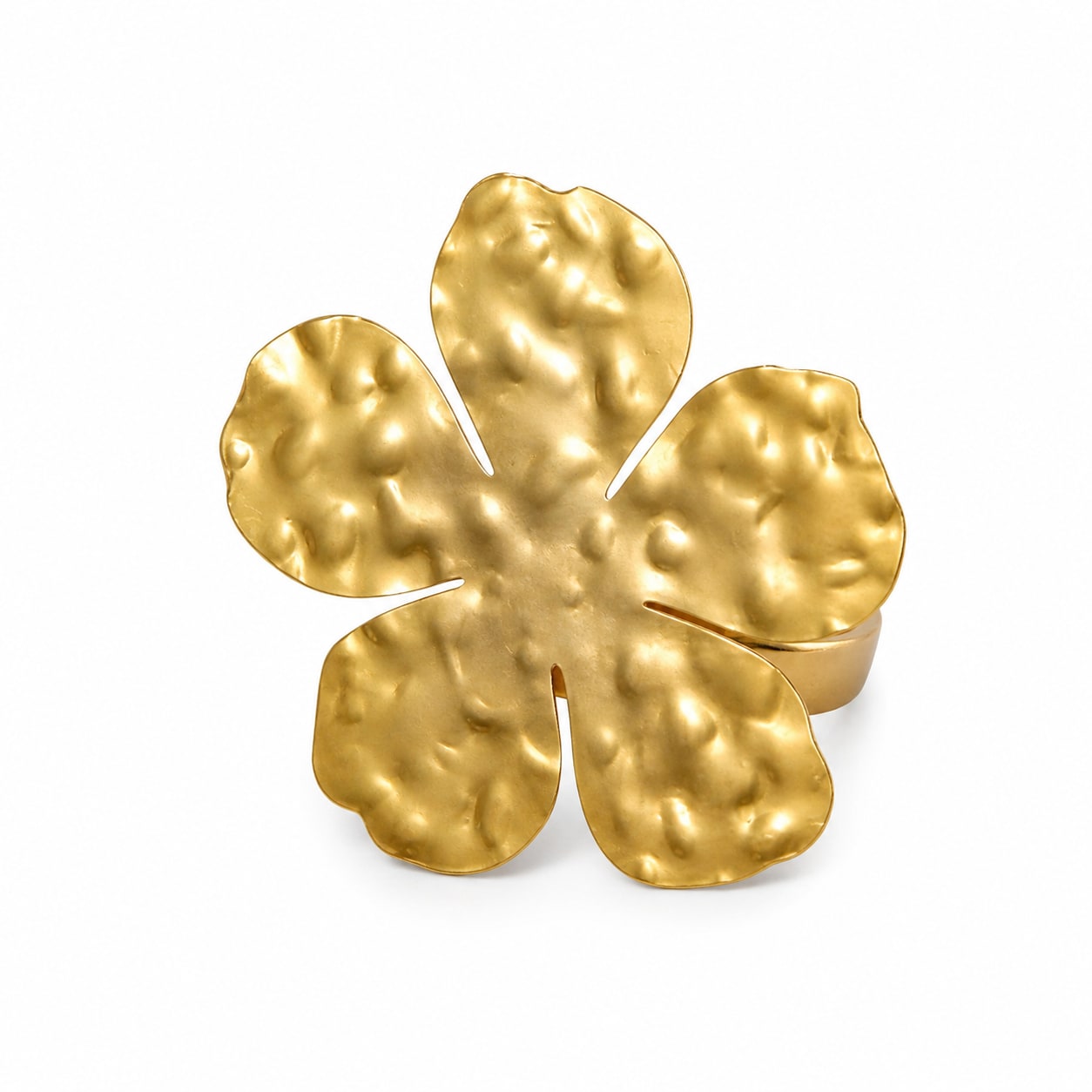 Elegant Gold-Tone Floral Statement Ring for Women & Girls | Adjustable Flower Finger Ring, thumbnail 2