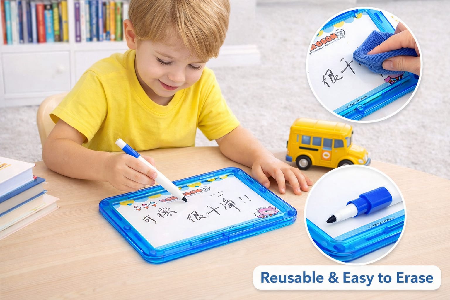 Kids Magnetic Drawing Board with 4 Color Markers | Reusable | Pack of 1, thumbnail 2