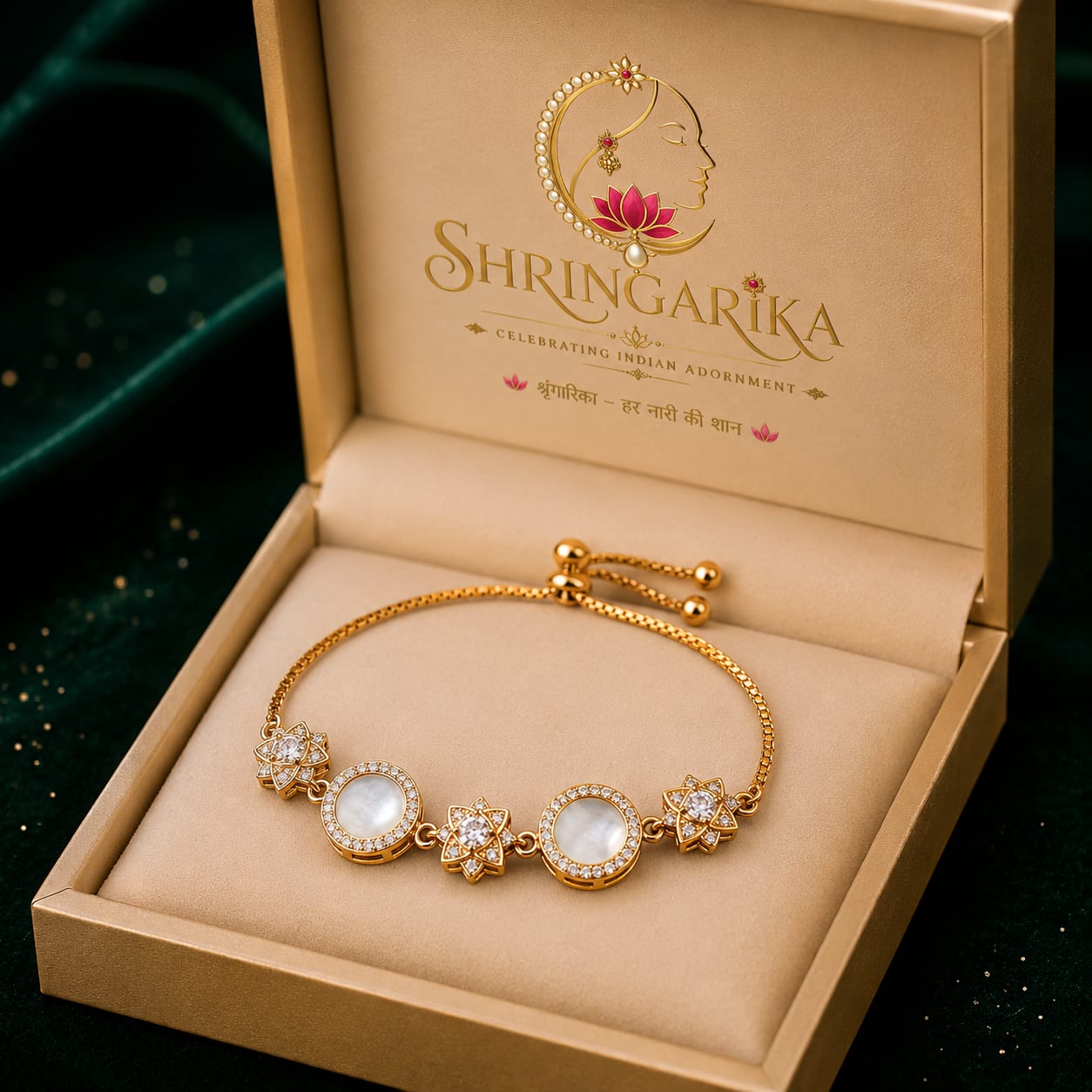 Antique Adjustable Gold Bracelet for Women | Shringarika by Dkautin Enterprises, thumbnail 2