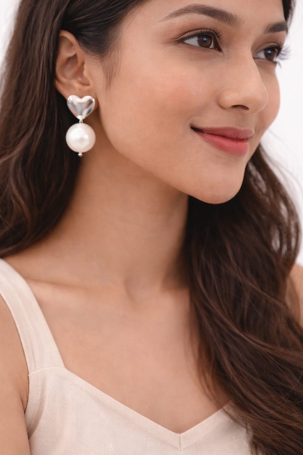 Shringarika Heart Pearl Drop Earrings for Women & Girls , thumbnail 2