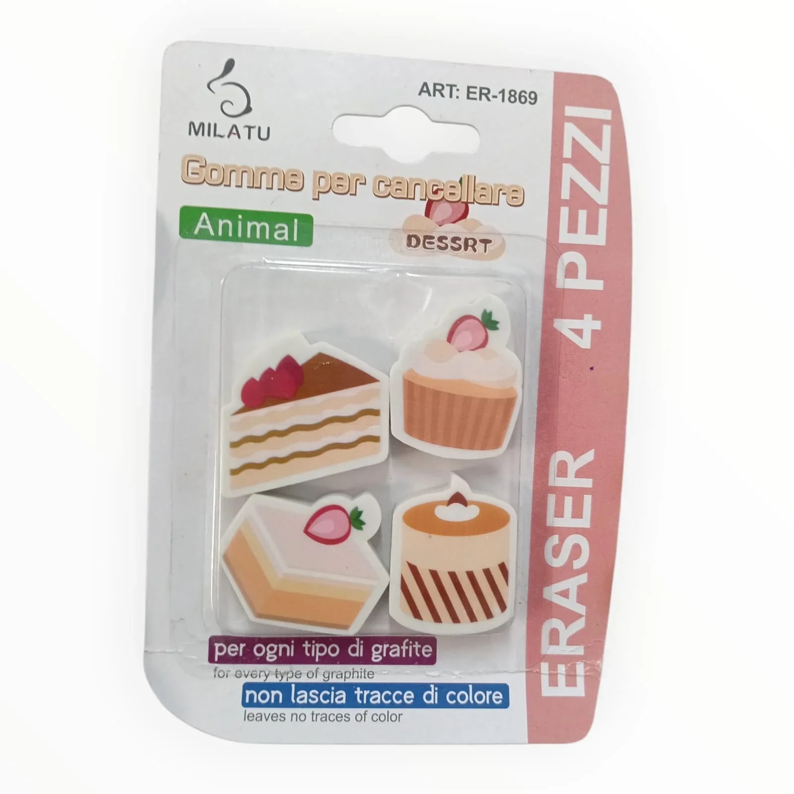 Cute Cartoon Theme Pencil Eraser Set | Soft Non-Toxic Rubber Erasers for Kids | School Stationery | Random Design | Pack of 1(4 Eraser inside) — wholesale price India