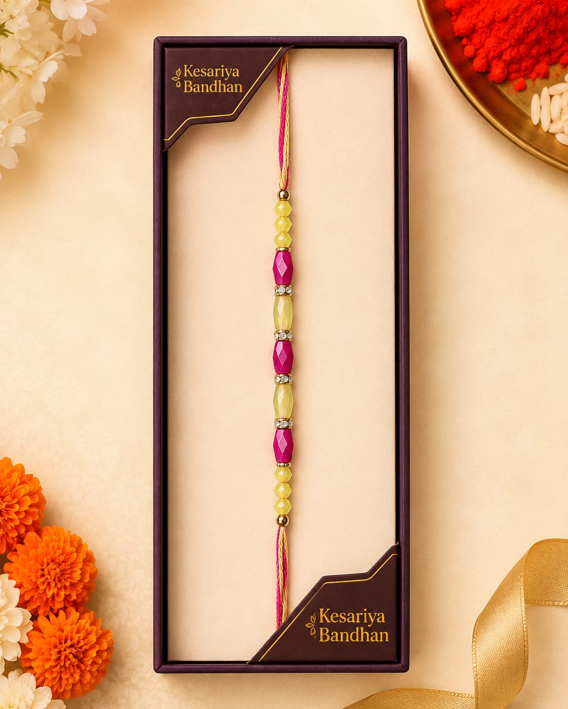 3 Rakhi Combo Pack for Brother | Designer Rakhi Gift Set – Kesariya Bandhan, thumbnail 2