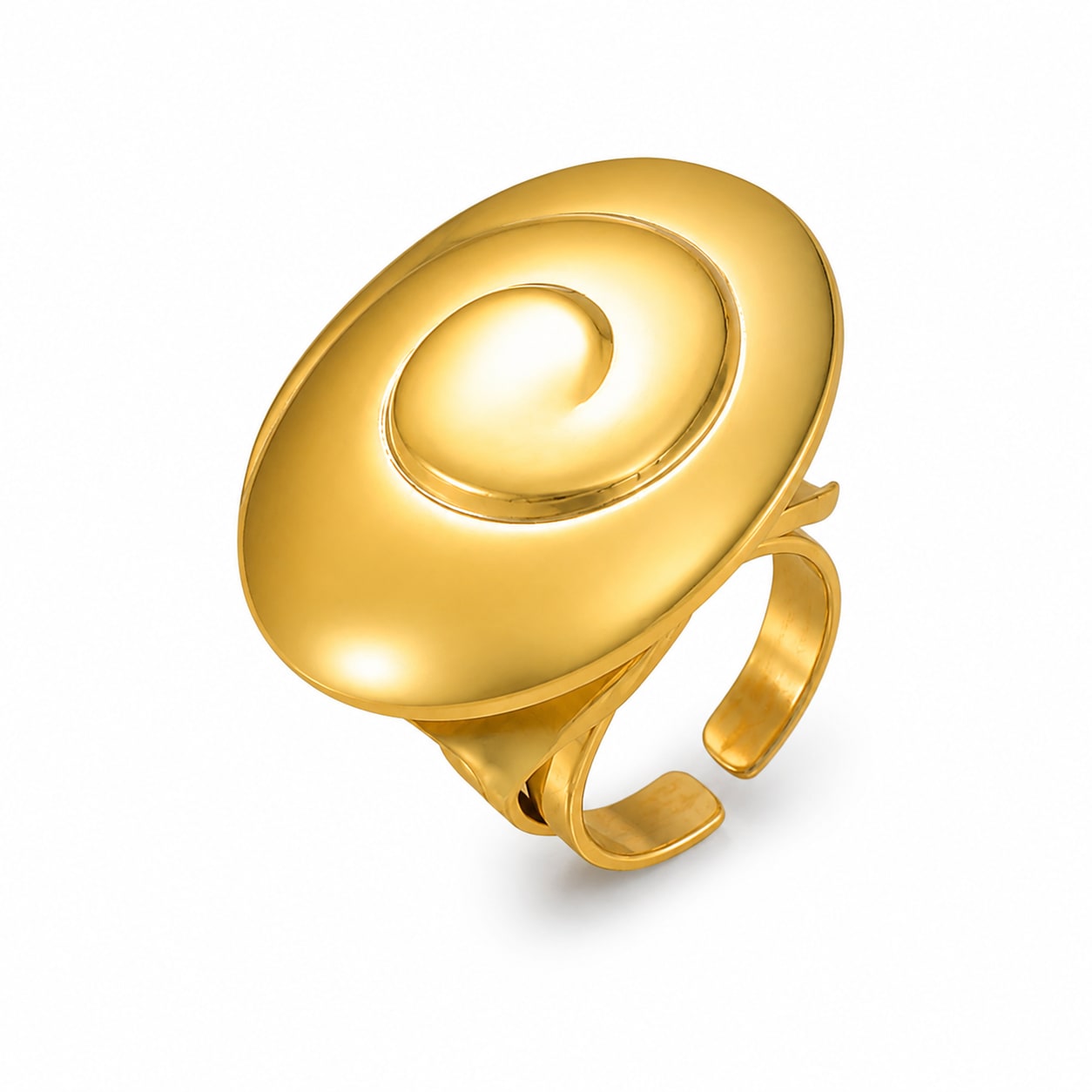 Vintage Gold-Tone Spiral Statement Ring for Women & Girls | Adjustable Fashion Finger Ring, thumbnail 3