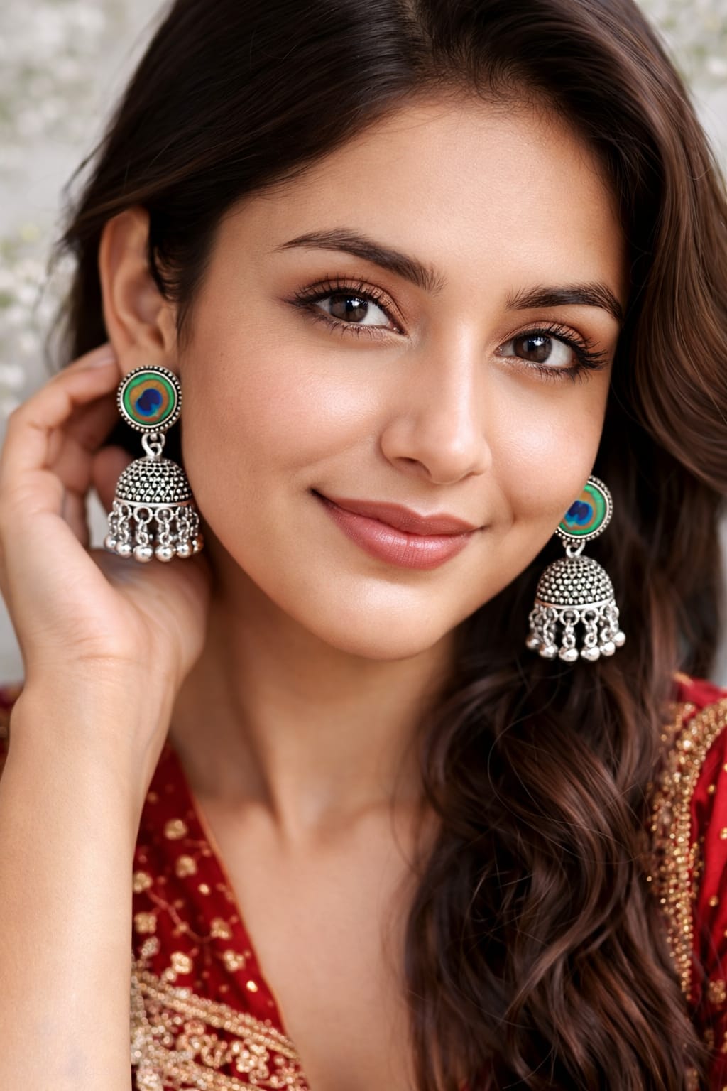 Oxidised Silver Peacock Feather Jhumka Earrings for Women | Traditional Ethnic Dome Dangler Earrings, shop online in India