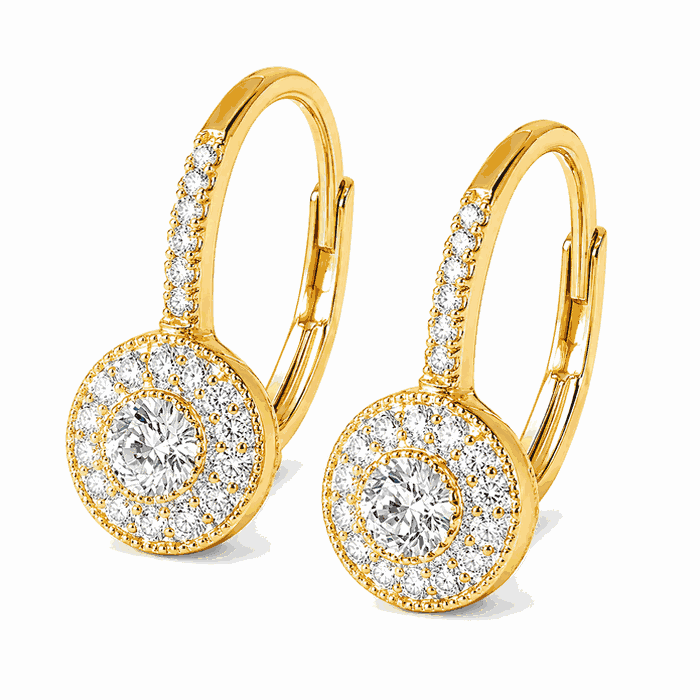 Gold-Tone Round Halo Crystal Hoop Earrings for Women & Girls | Elegant Leverback Earrings, shop online in India
