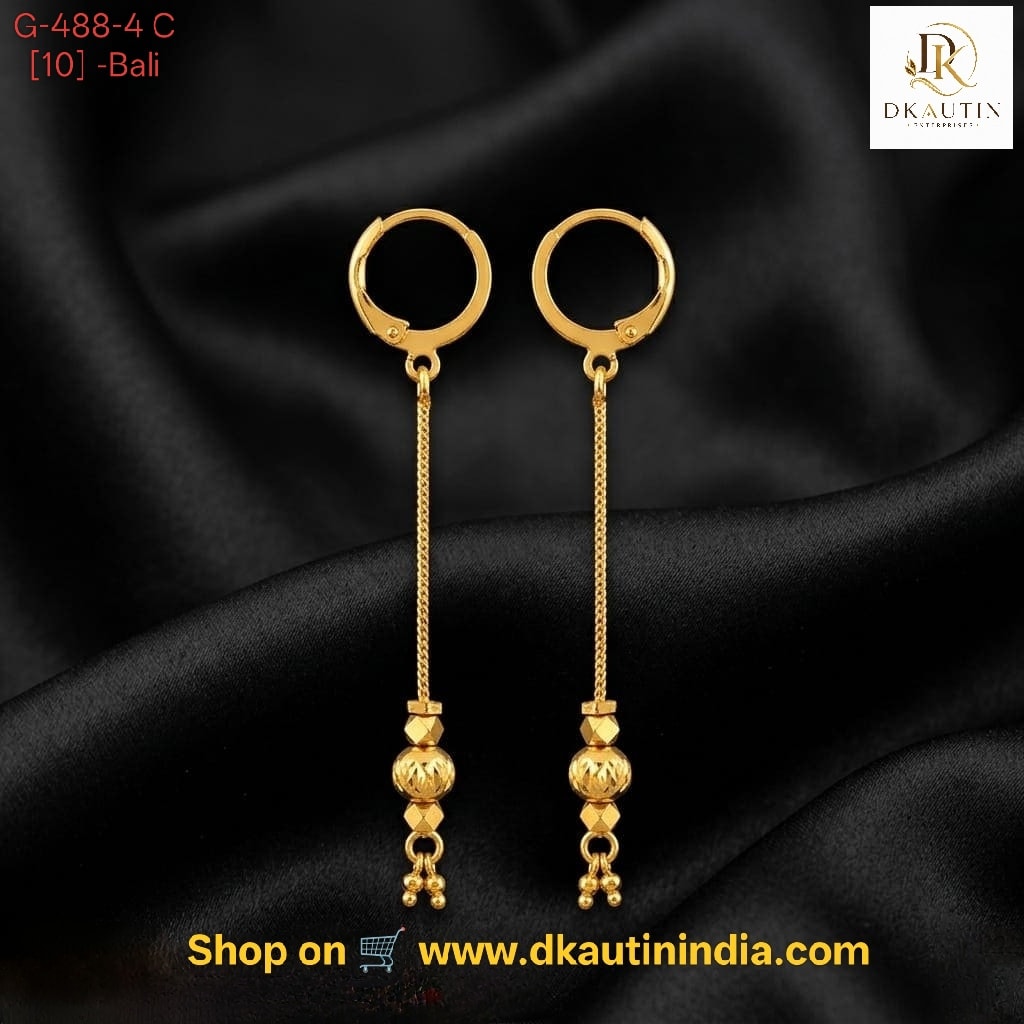 Shringarika Gold-Tone Long Chain Drop Hoop Earrings for Women & Girls by Dkautin Enterprises , shop online in India