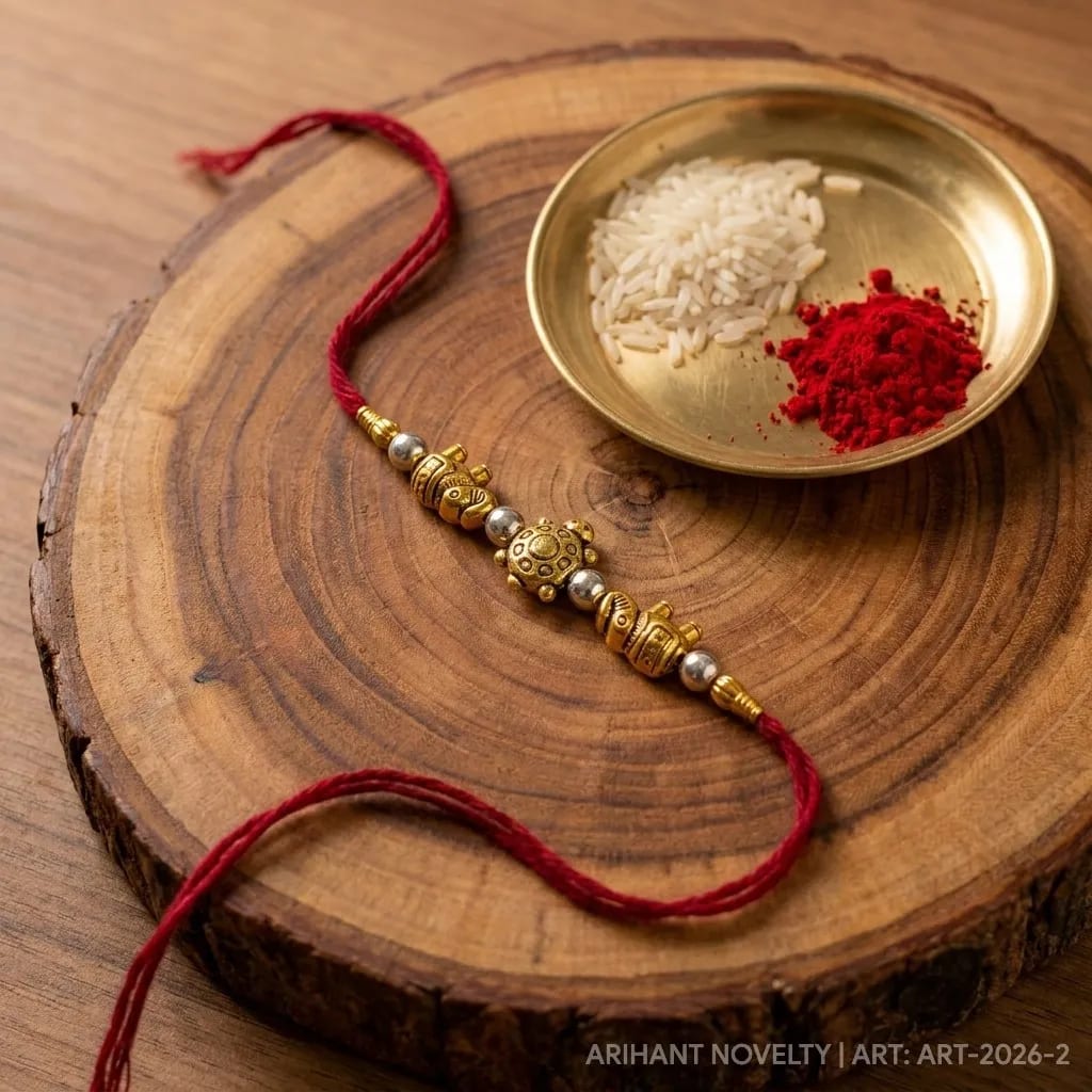 Kesariya Bandhan Premium Antique Turtle Designer Rakhi for Brother | Handmade Traditional Metal Rakhi | Raksha Bandhan Special, shop online in India