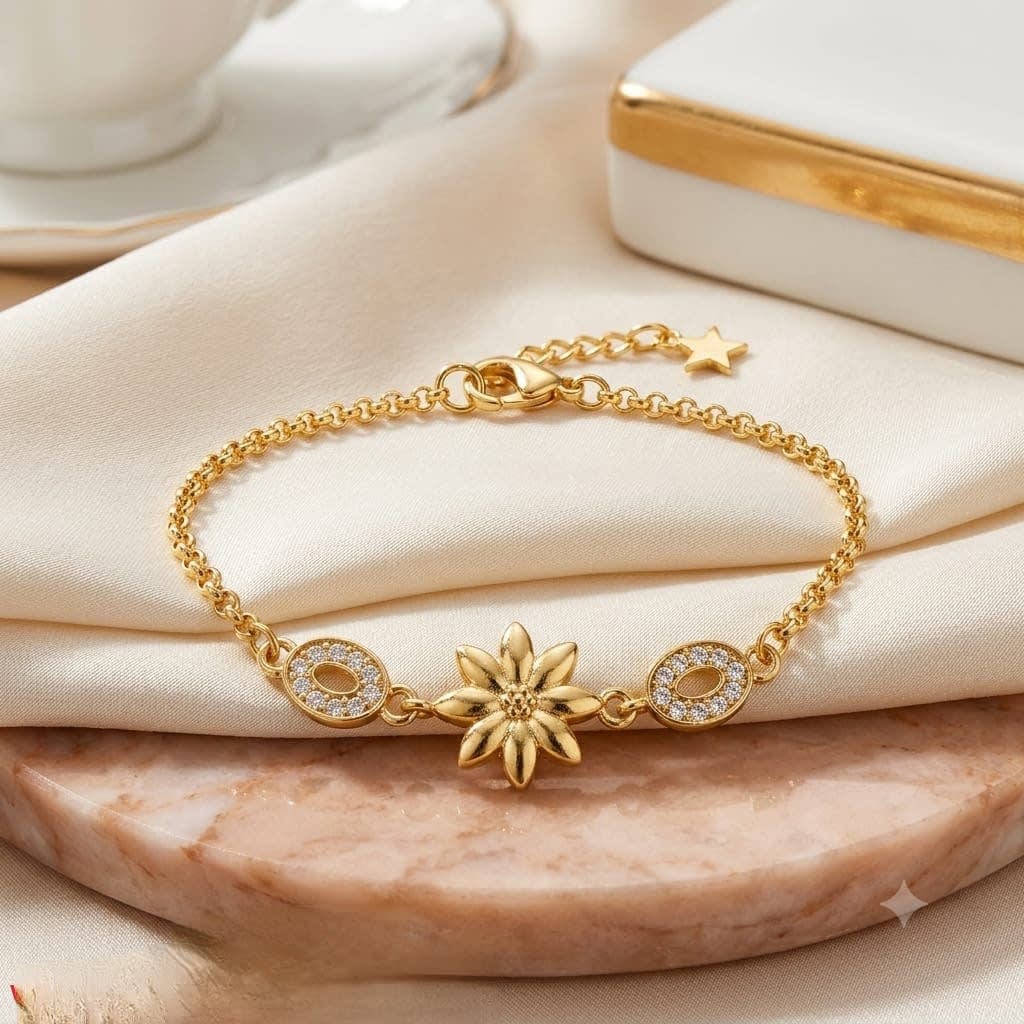 Shringarika Gold-Tone Floral Crystal Bracelet for Women & Girls |Dkautin Enterprises, shop online in India