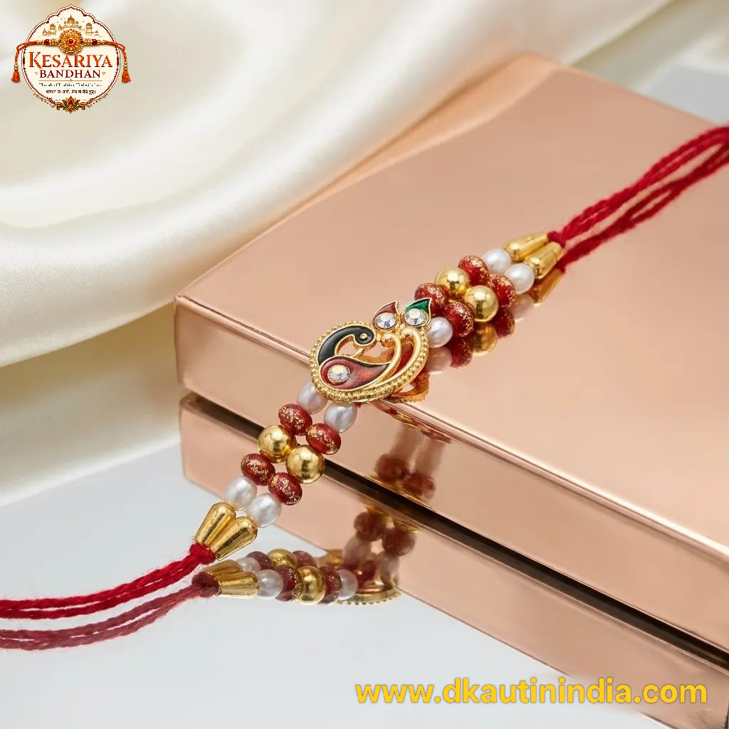 Peacock Pearl Designer Rakhi for Brother | Kesariya Bandhan, shop online in India