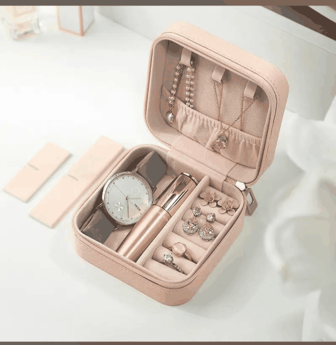 Portable Travel Jewelry Organizer Box with Zipper | PU Leather | 01 Pc, shop online in India