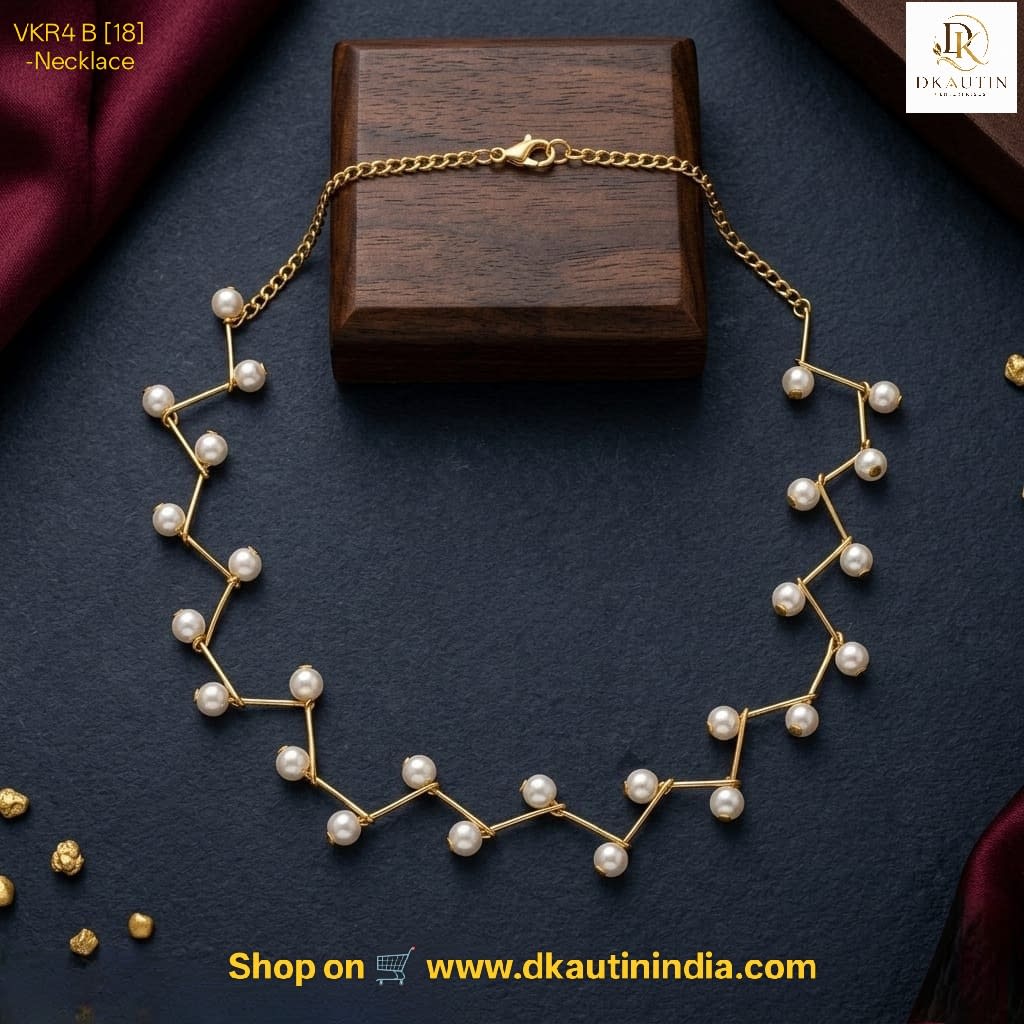 Shringarika Pearl-Style Vine Gold-Tone Necklace Set for Women, thumbnail 4