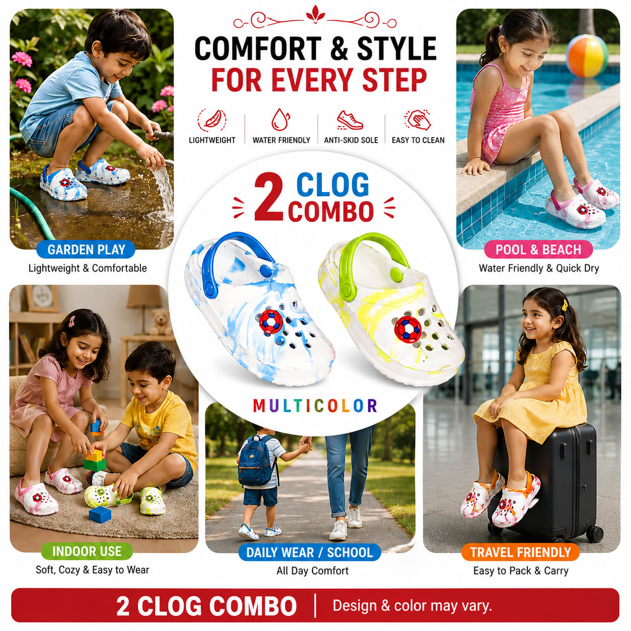 Tokkyo Kids Lightweight Waterproof Printed Clogs Combo – Pack of 2  ₹149 By Dkautin Enterprises, thumbnail 2