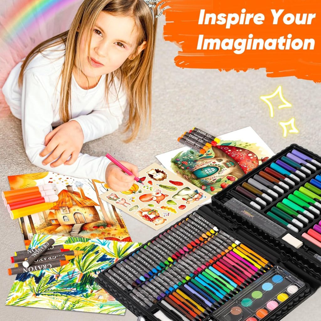 150-Piece Kids Art & Drawing Set | Non-Toxic Color Kit for Boys & Girls, thumbnail 3