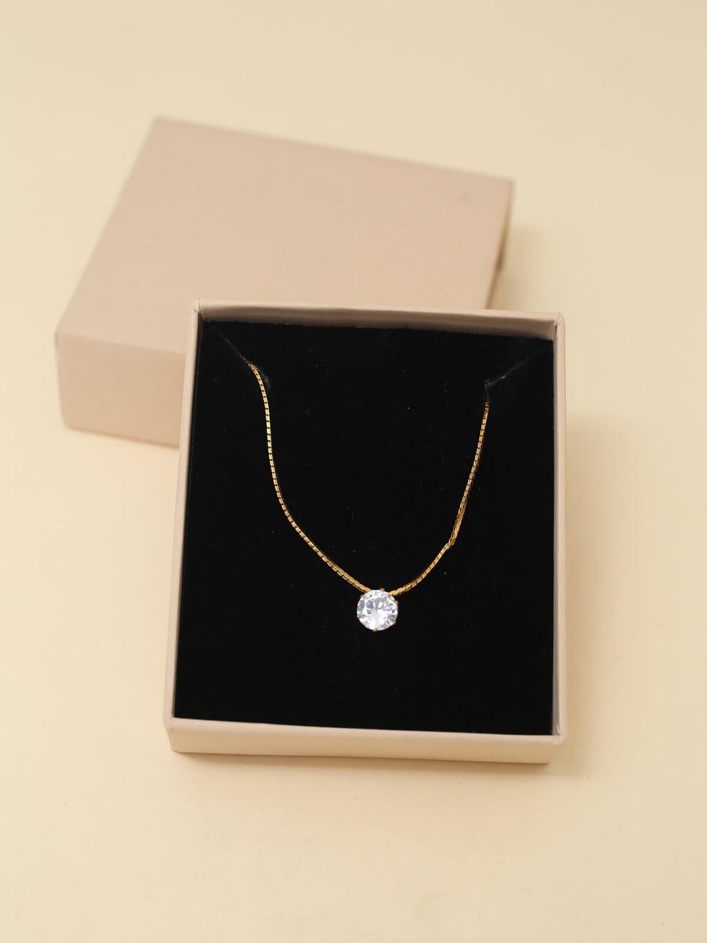 Combo of 2 Designer Pendant Necklaces for Women & Girls | Bow Pendant & Solitaire Stone Necklace Set — thumbnail 2