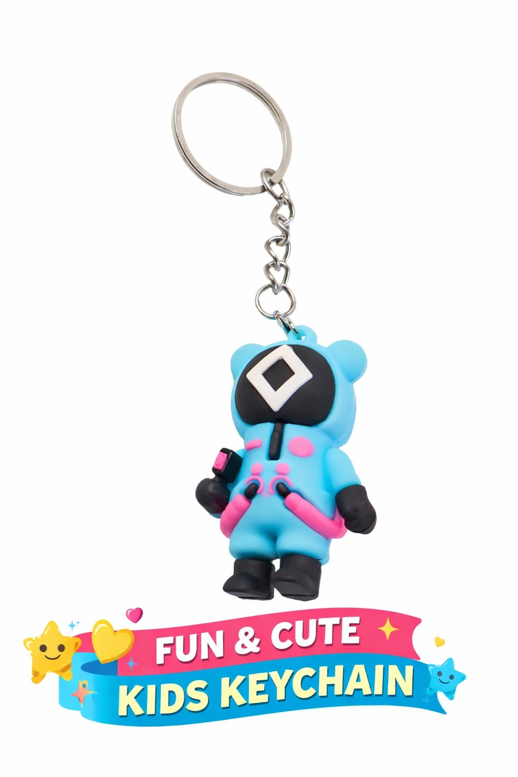 Squid game inspire Cute Cartoon Kids Character Keychain | Soft Rubber PVC Key Ring for School Bag, Car, Bike & House Keys | Fun Hanging Charm for Kids — wholesale price India