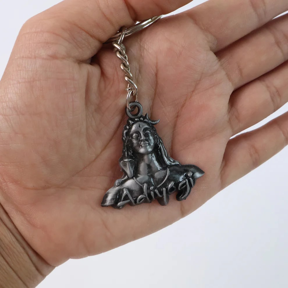 Adiyogi Shiva Metal Keychain | Mahadev Key Ring for Car, Bike, House & Office Keys | Spiritual Key Holder | Antique Finish, thumbnail 2