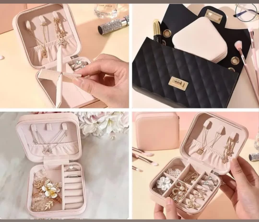 Portable Travel Jewelry Organizer Box with Zipper | PU Leather | 01 Pc, thumbnail 2