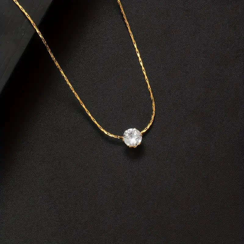 Shringarika Minimalist Solitaire Pendant Necklace for Women, thumbnail 4
