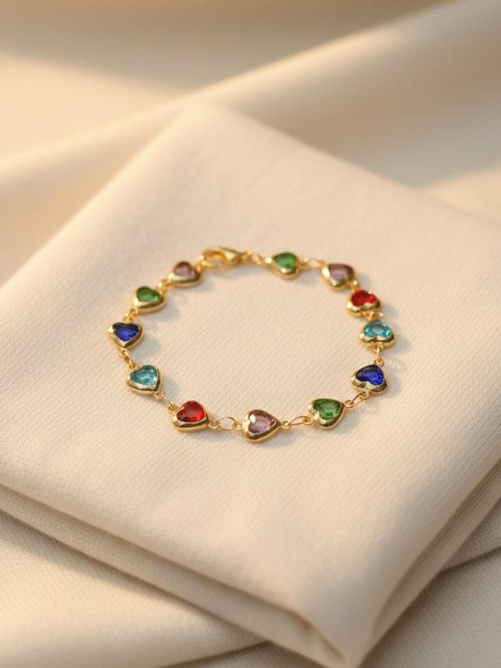 Multicolor Heart Charm Bracelet for Women | Gold Plated Adjustable Link Bracelet | Fashion Jewelry — wholesale price India