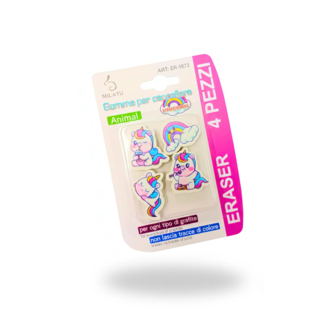 Cute Cartoon Theme Pencil Eraser Set | Soft Non-Toxic Rubber Erasers for Kids, thumbnail 3