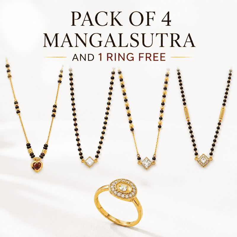 Pack of 4 Traditional Mangalsutra Combo with 1 Free Ring for Women, shop online in India
