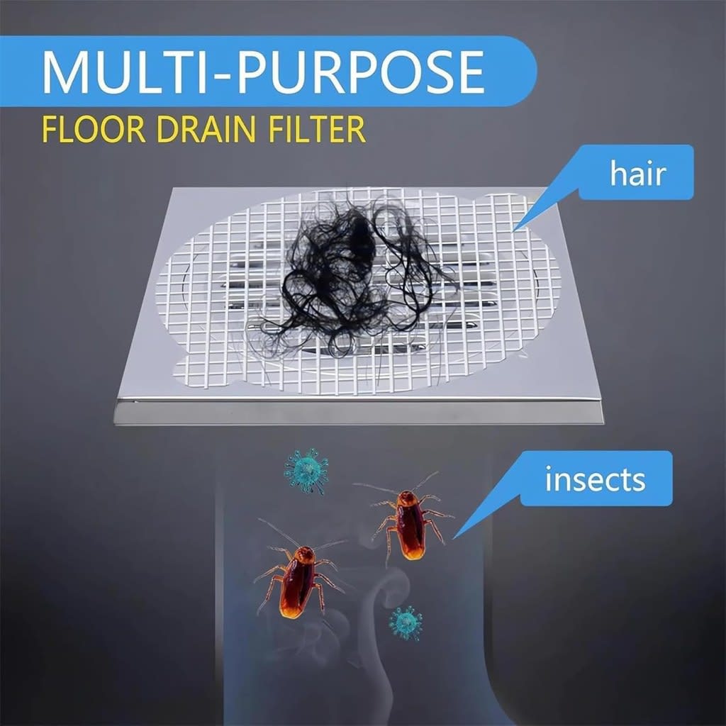 Self-Adhesive Floor Drain Hair Catcher Stickers (Pack of 10) | Disposable Waterproof Drain Filter Mesh for Bathroom, Kitchen & Wash Basin, thumbnail 4