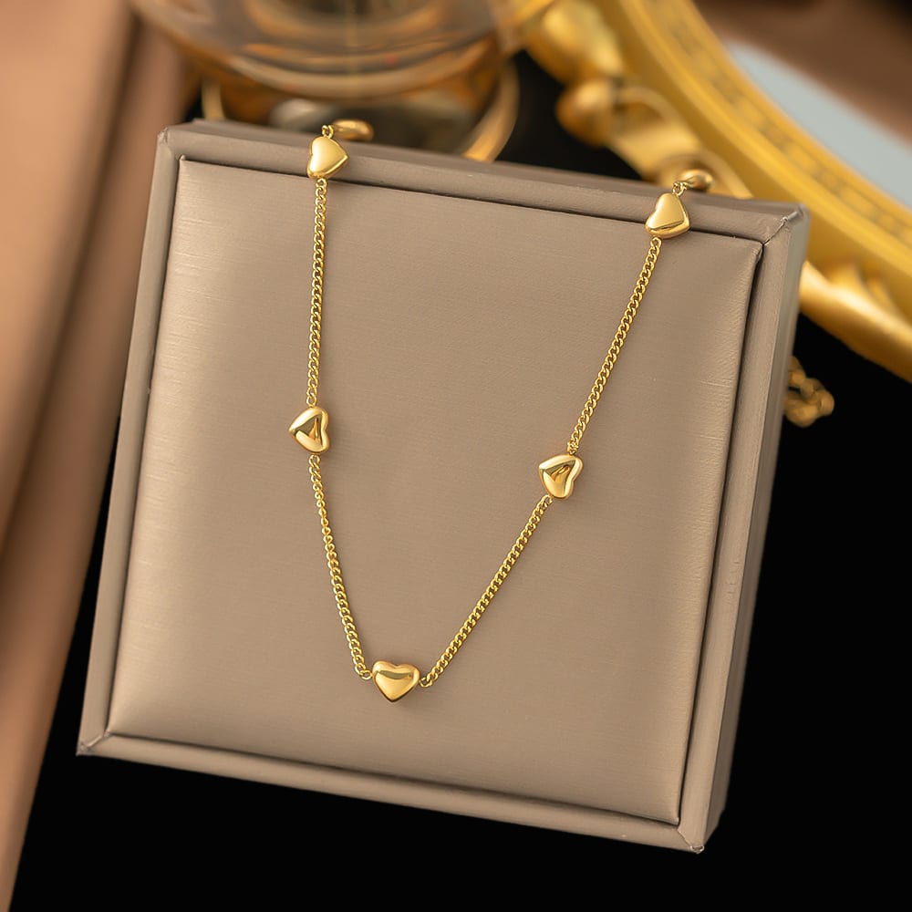 Gold Plated Heart Bead Chain Necklace for Women & Girls | Minimalist Everyday Fashion Necklace | Pack of 1, shop online in India