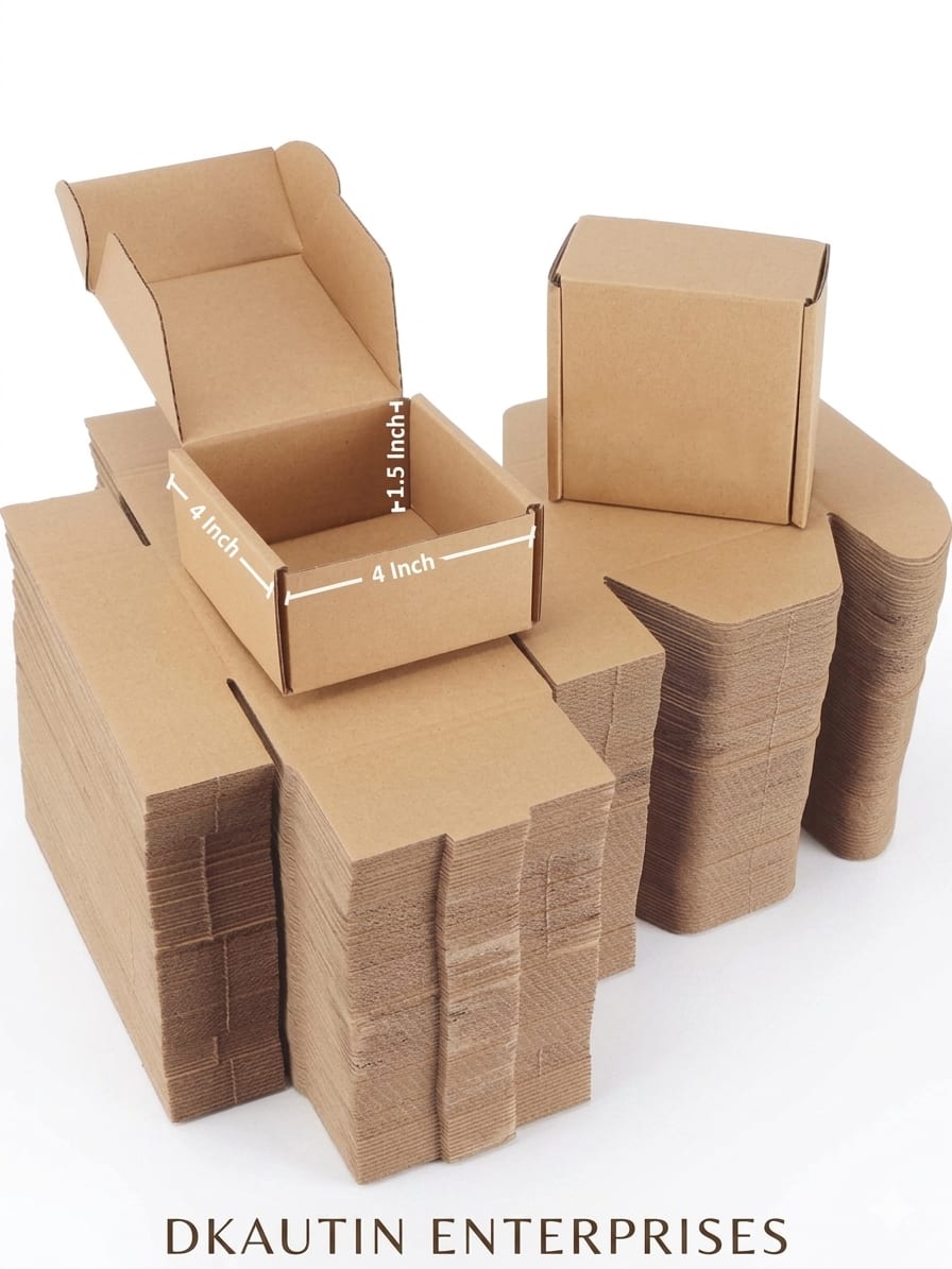 3 Ply Self-Locking Kraft Mailer Box 4×4×1.5 Inch Pack of 25 By Dkautin Enterprises, thumbnail 2