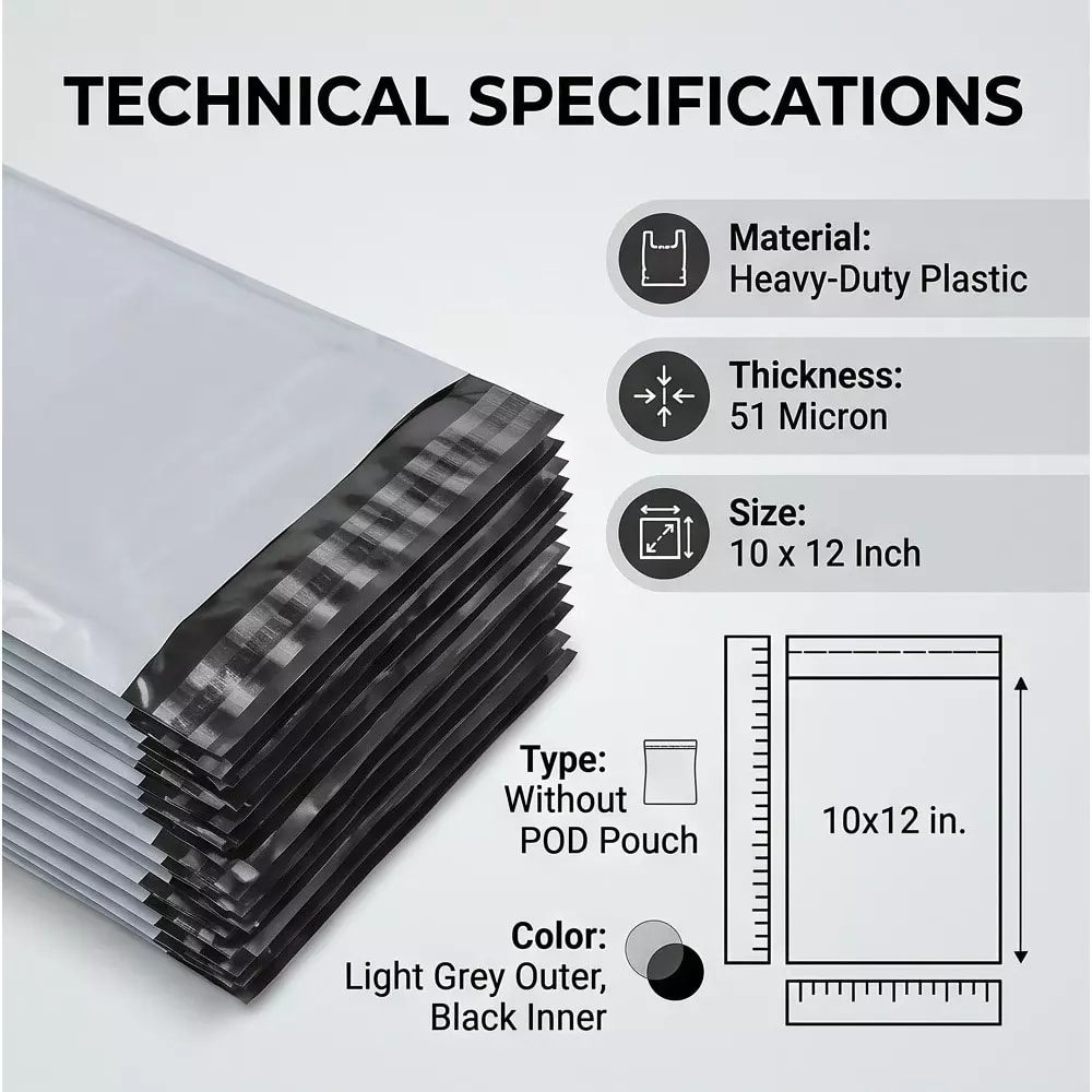 Courier Poly Bags – Tamper Proof Shipping Packaging Size 12*16 Inches, thumbnail 2
