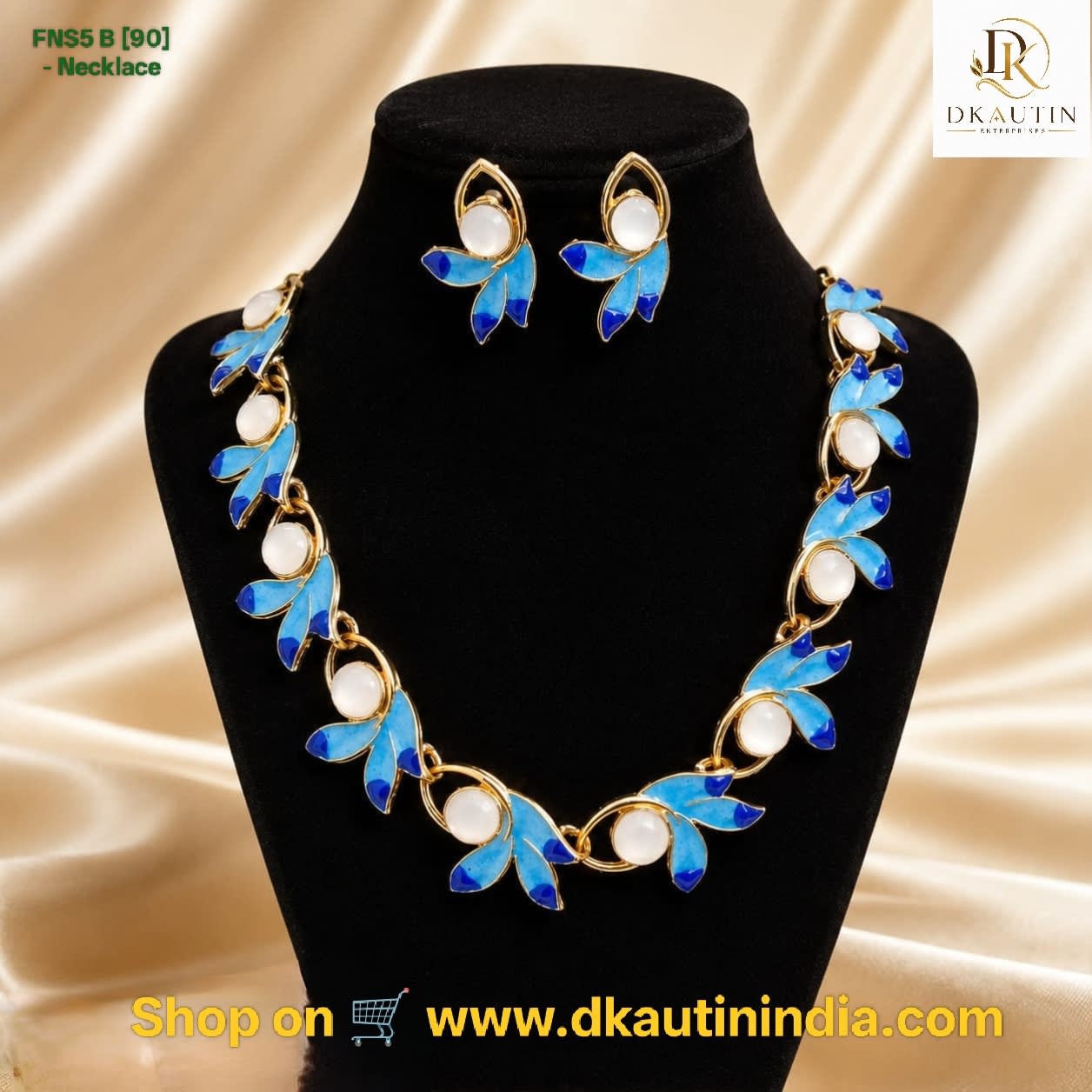 Blue Leaf Pearl Necklace Set for Women | Shringarika, shop online in India
