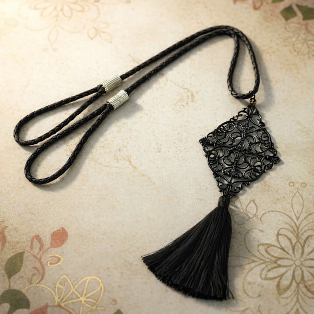 Decorative Curtain Tieback Combo Set of 3 with 1 Free Black Tassel | Magnetic & Rope Curtain Holdbacks | Curtain Rope Holder for Living Room, Bedroom & Office, thumbnail 2