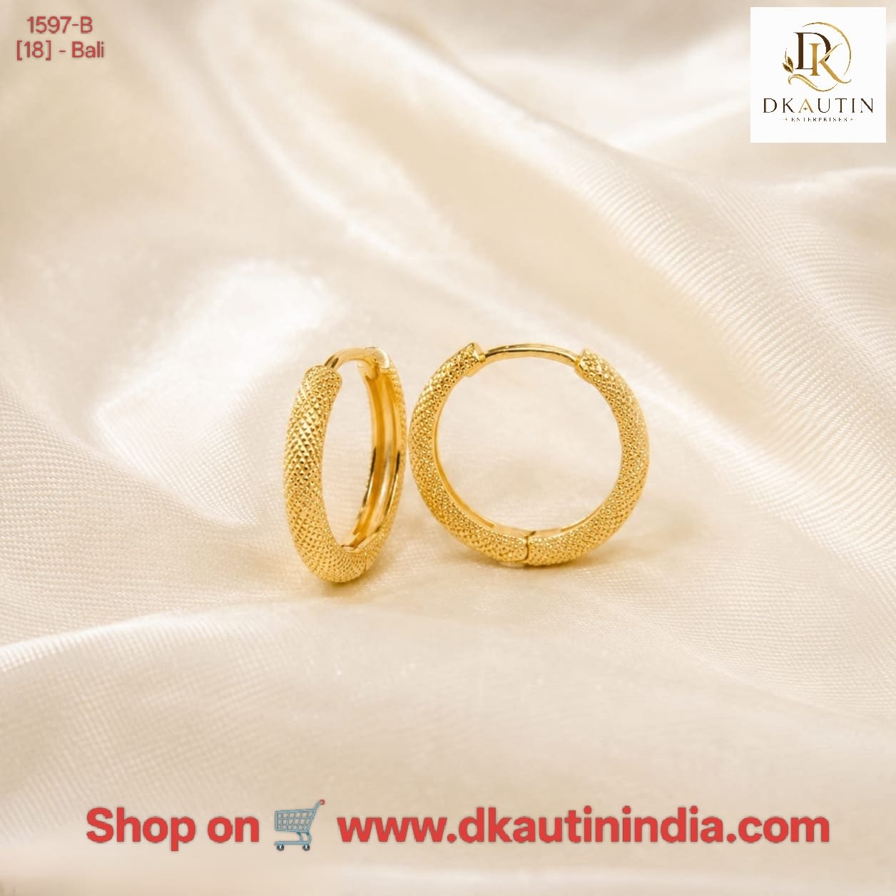Shringarika Textured Gold-Tone Classic Hoop Earrings for Women & Girls by Dkautin India, shop online in India