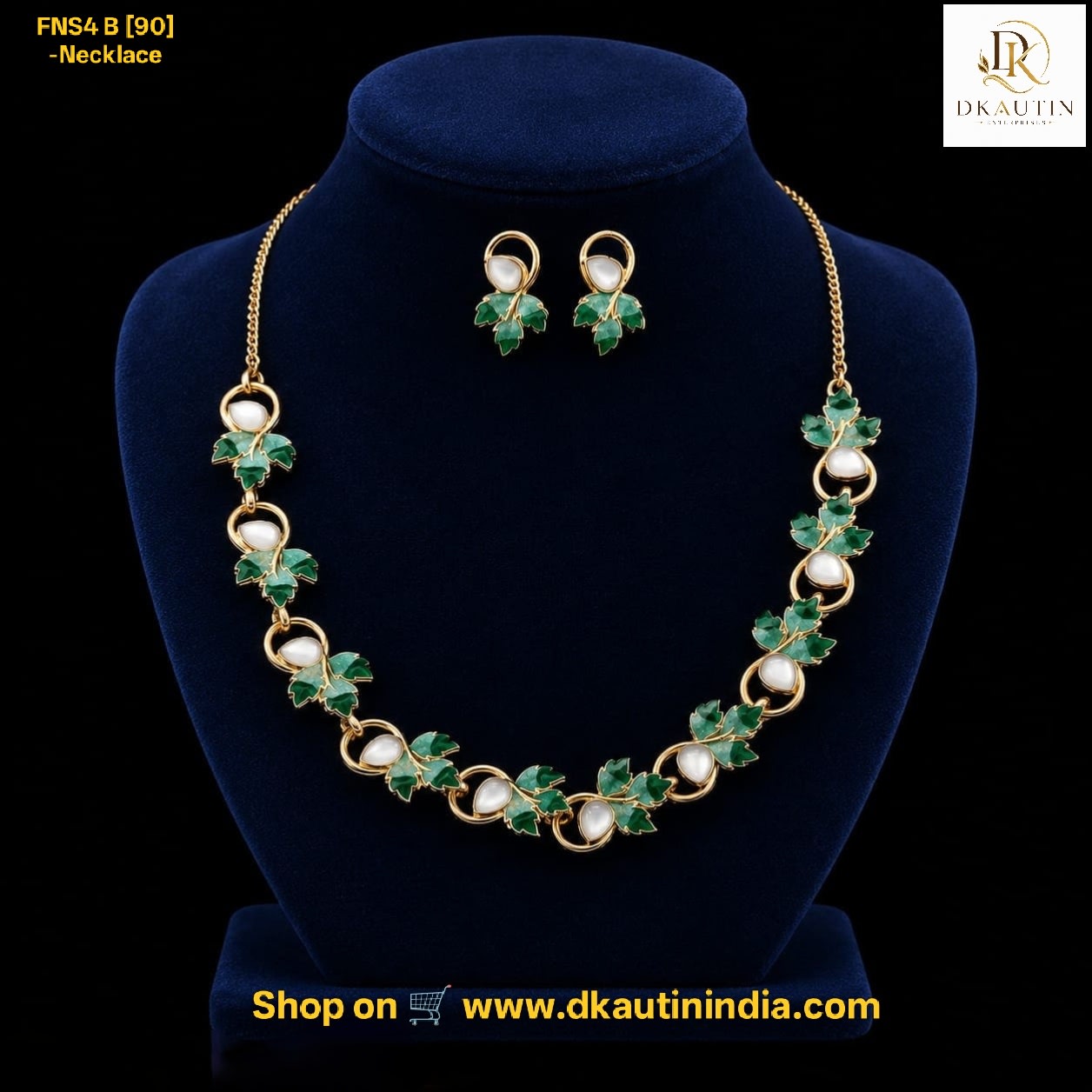 Green Leaf Pearl Necklace Set for Women | Shringarika, shop online in India