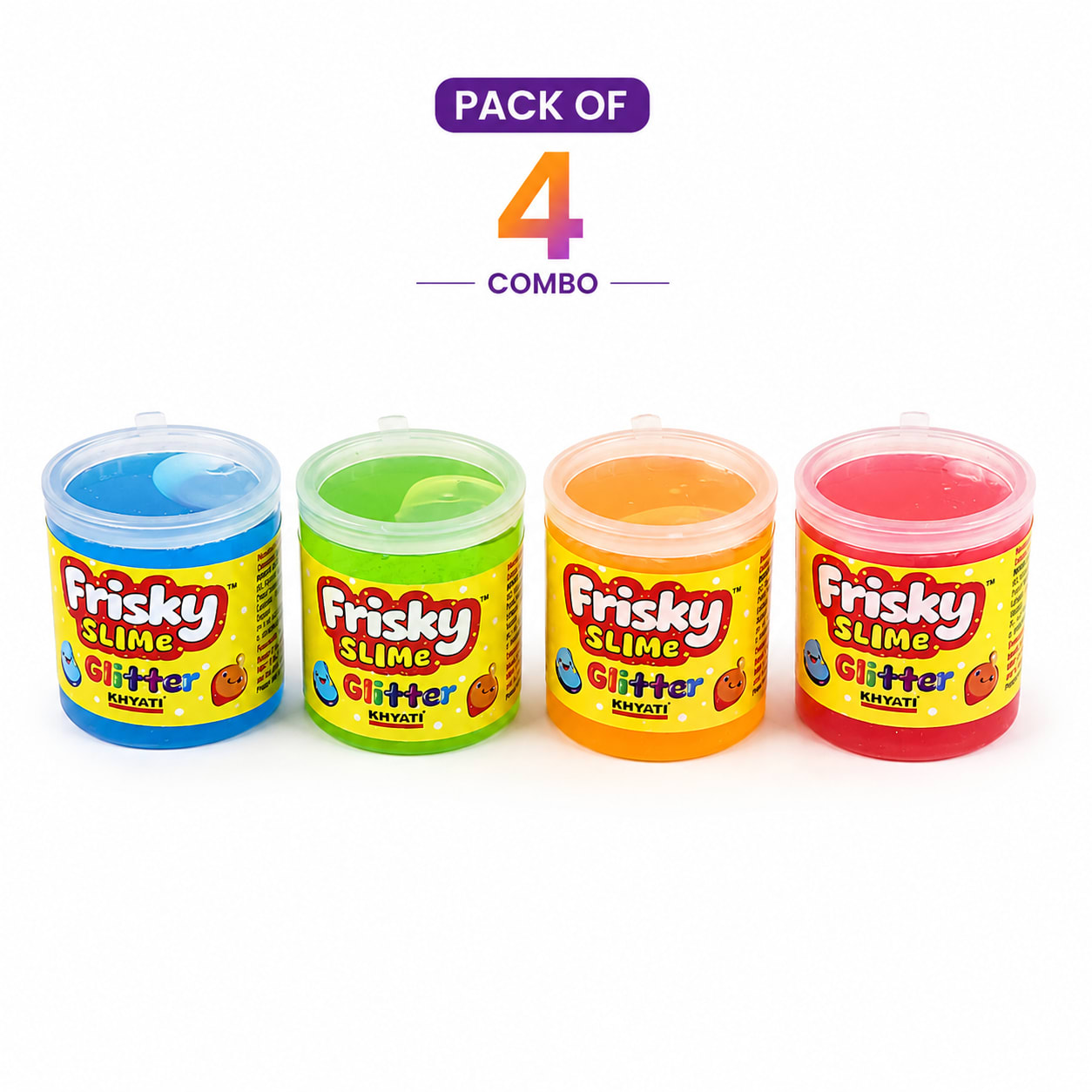 Pack of 4 Glitter Slime for Kids | Soft Stretchy Crystal Slime Toy | Non-Sticky Colorful Sensory Play Slime | DIY Stress Relief Slime Combo, thumbnail 2