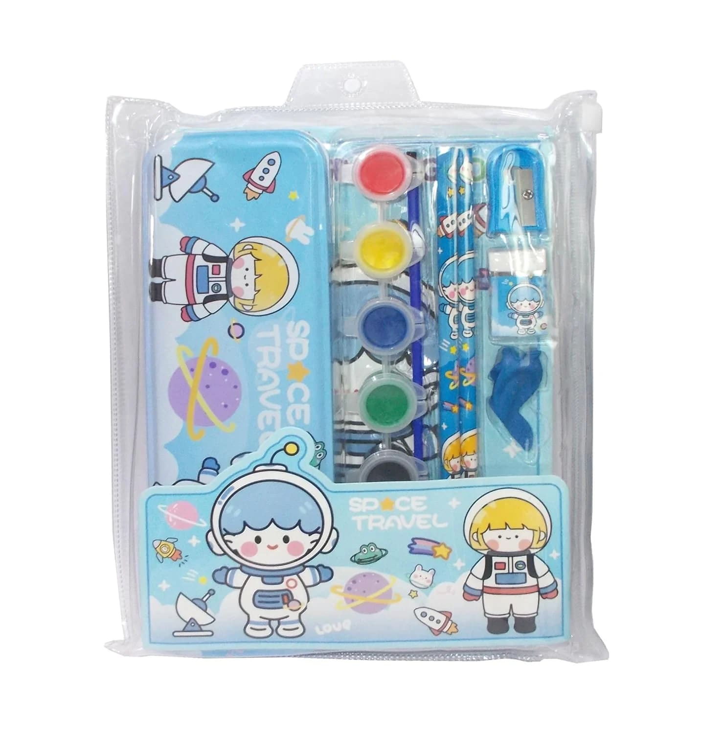 Kids Cartoon Stationery Gift Set with Pencil Box, Notebook, Pencil, Eraser & Watercolor Paint Kit | School Supplies Combo | Pack of 1, thumbnail 3