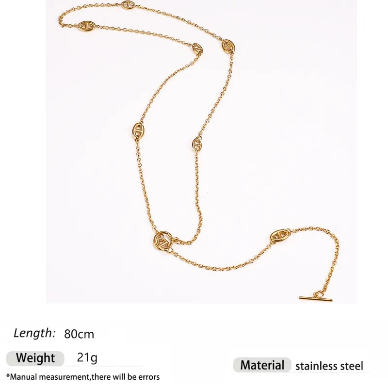 Gold Plated Y-Shaped Long Pendant Chain Necklace for Women & Girls | Elegant Korean Style Fashion Necklace, thumbnail 4