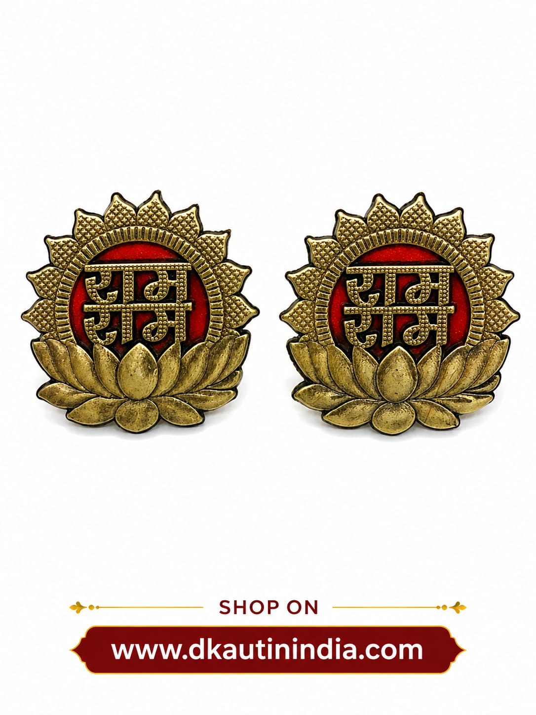 Pack of 2 Ram Naam Tilak Symbol | Decorative Pooja Accessories for Home Temple, Car Dashboard & Religious Decor — wholesale price India