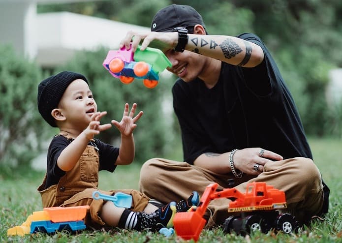 child father playing