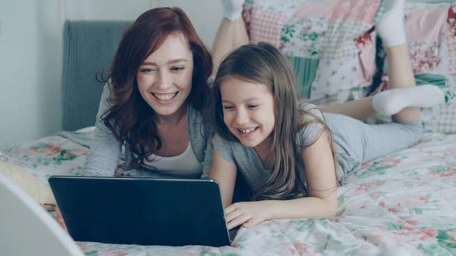 family discussing online safety