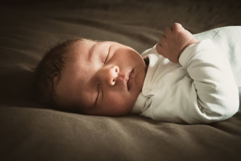 calmly sleeping baby