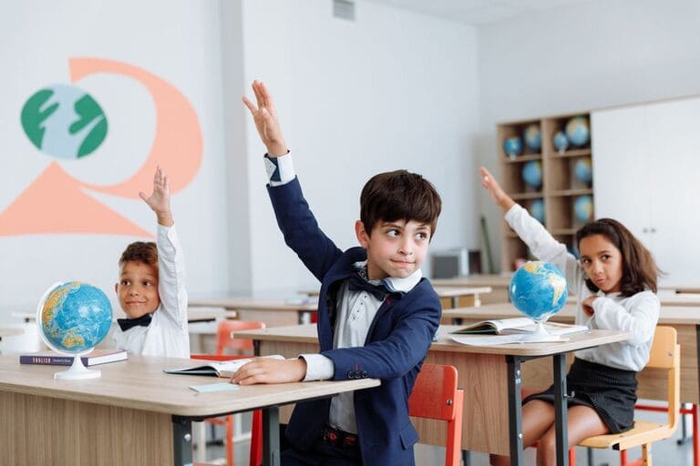 kids studying in class