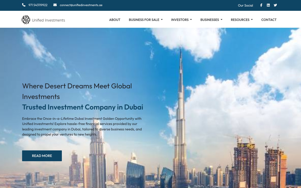 Unified Investments website screenshot