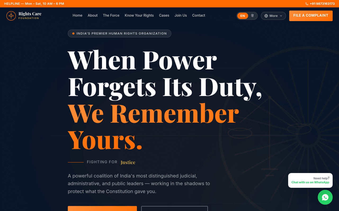 Rights Care Foundation website screenshot