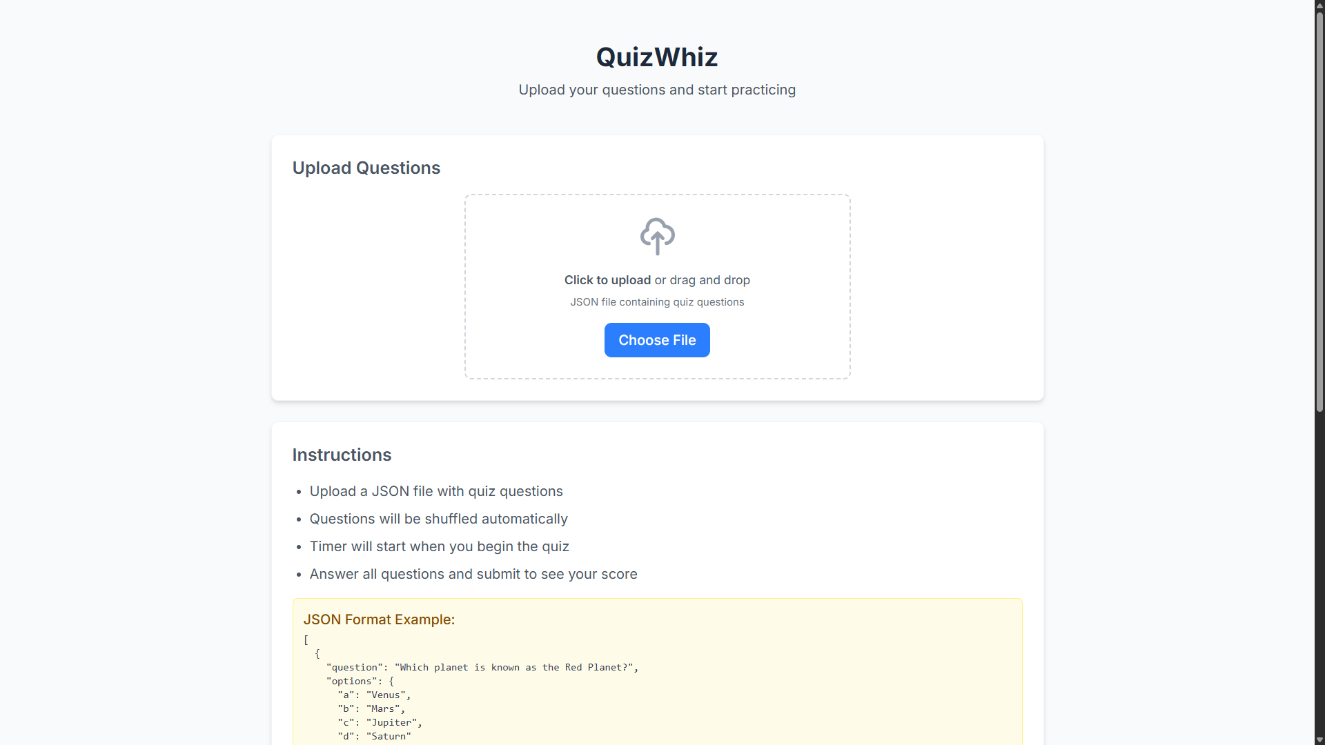 QuizWhiz : Quiz Application